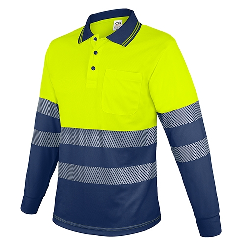 Polo largo bicolor Alta visibilidad elástica